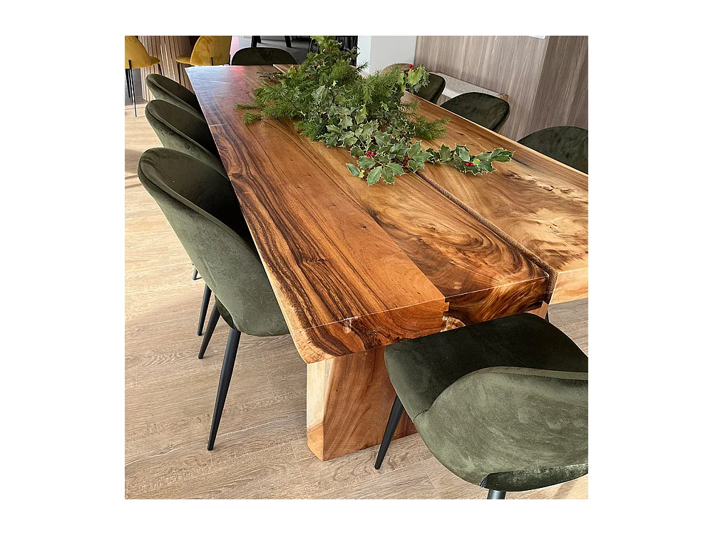 Pack 4 chaises en velours jaune et vert - Pénélope