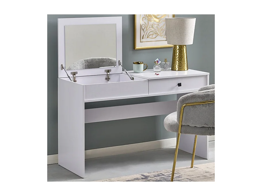 Coiffeuse moderne blanche avec miroir MARK