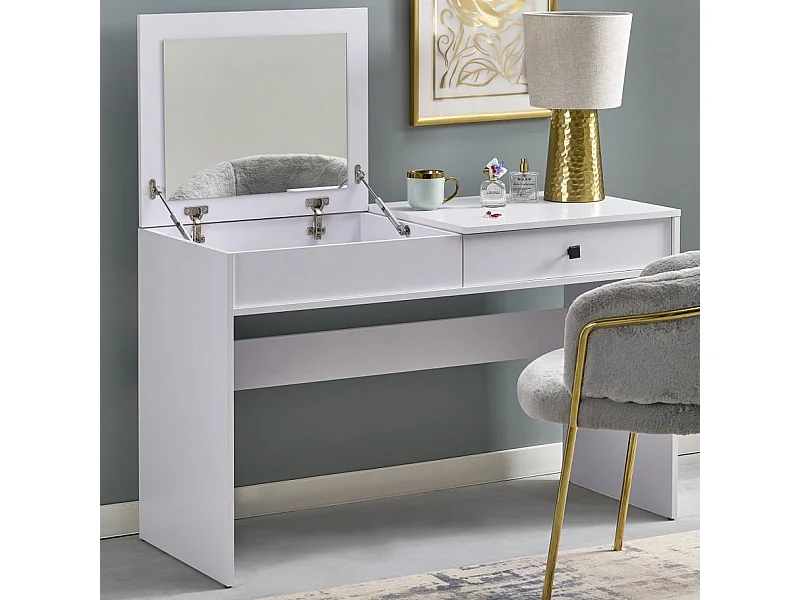 Coiffeuse moderne blanche avec miroir MARK