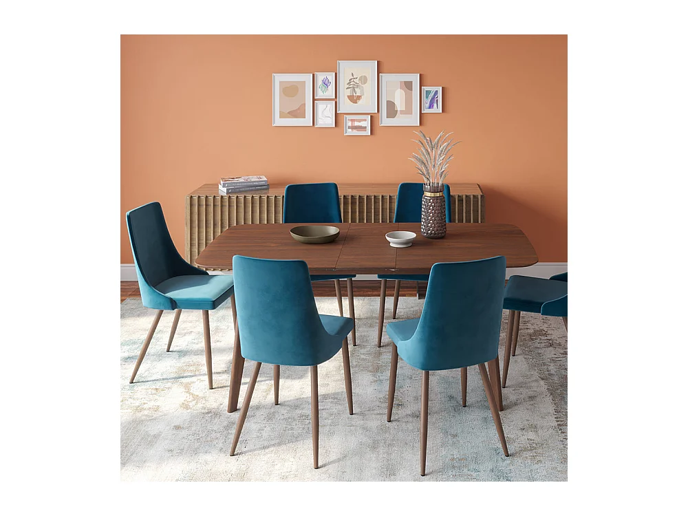 Pack 4 chaises en velours gris et bleu - Vinni