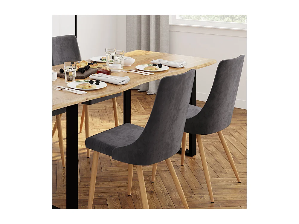 Pack 4 chaises en velours gris et bleu - Vinni