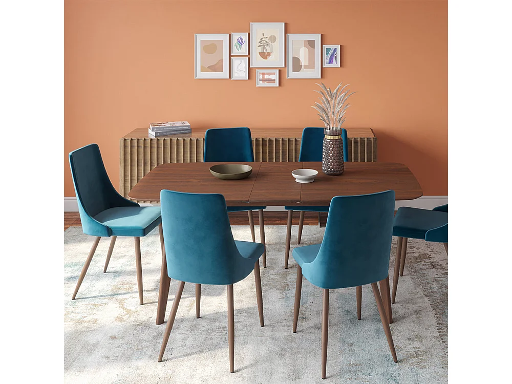 Pack 4 chaises en velours gris et bleu - Vinni