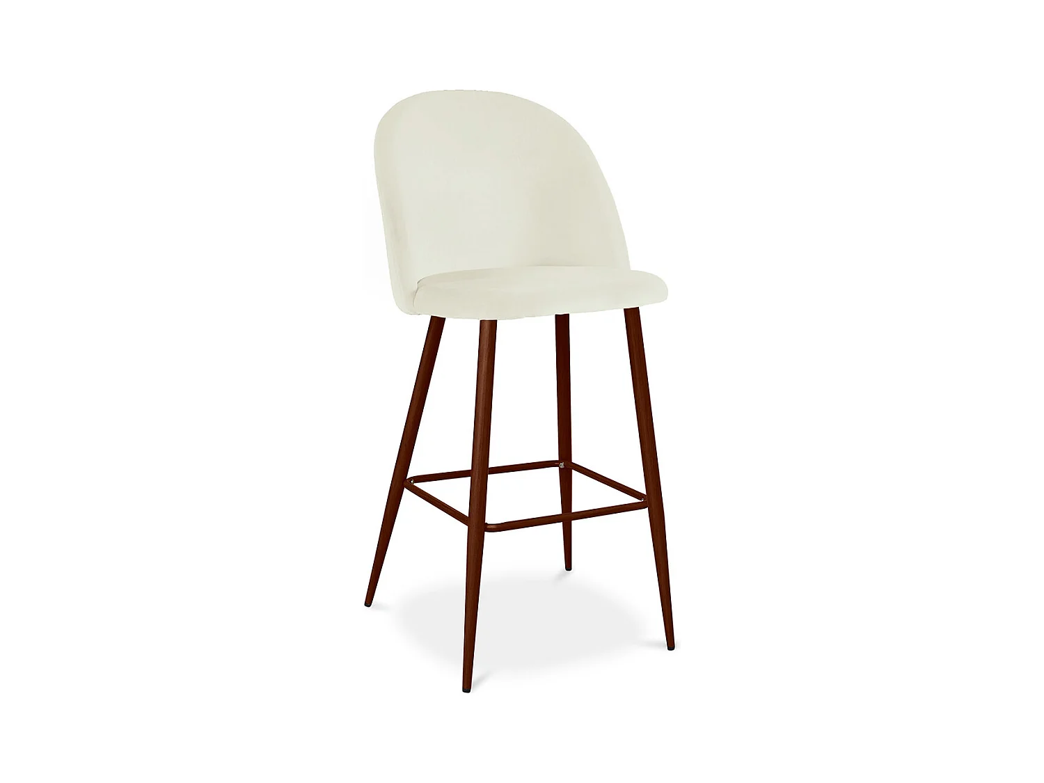 Tabouret tapissé en velours - Design scandinave - Evelyne Crème