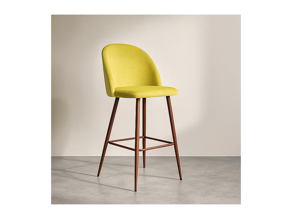Tabouret tapissé en velours - Design scandinave - Evelyne Crème
