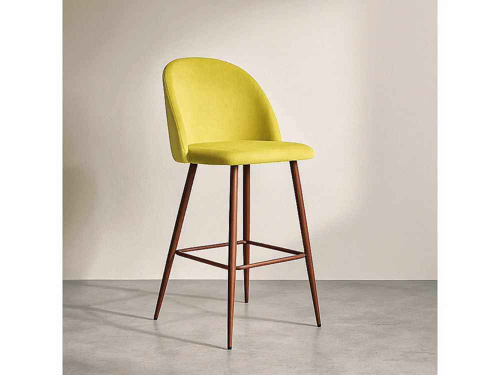 Tabouret tapissé en velours - Design scandinave - Evelyne Crème