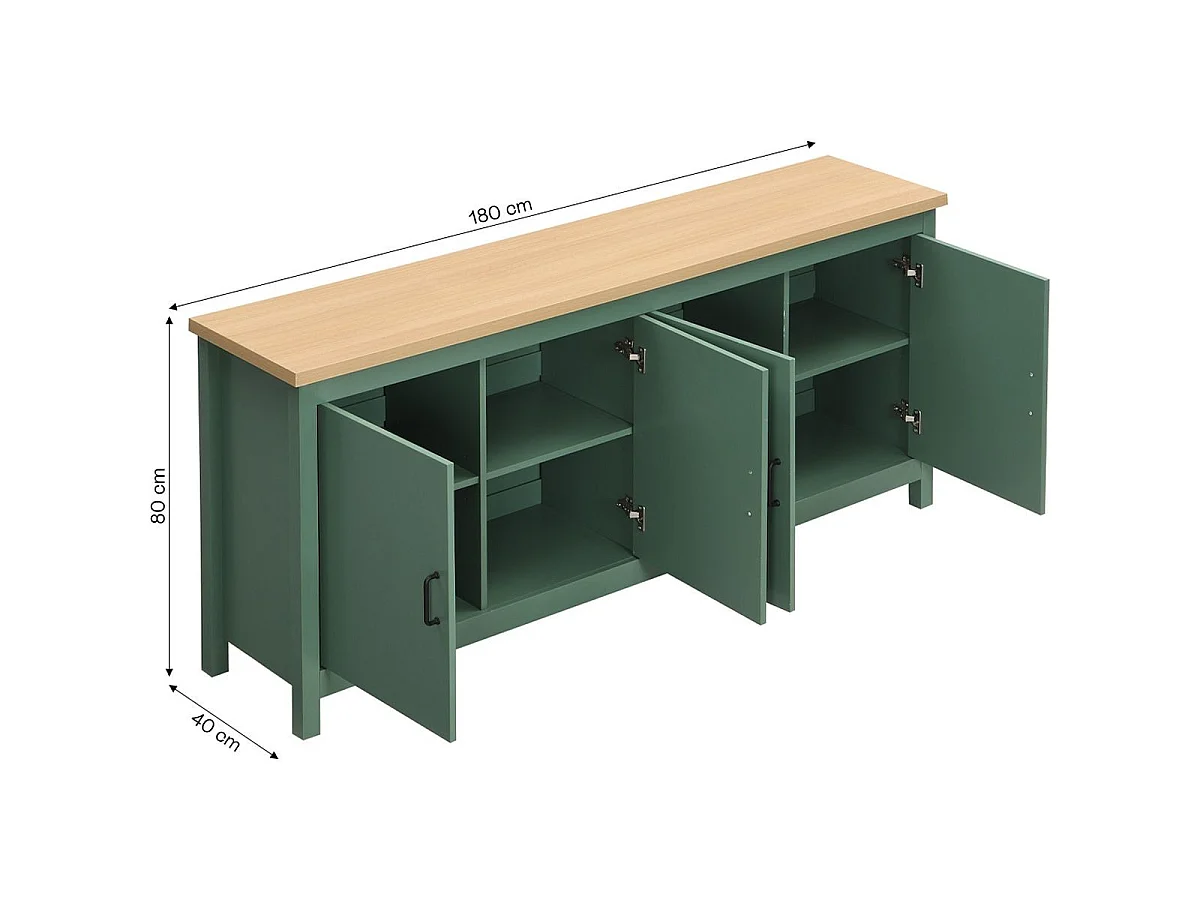 Buffet 4 portes vert 180 cm - Sana