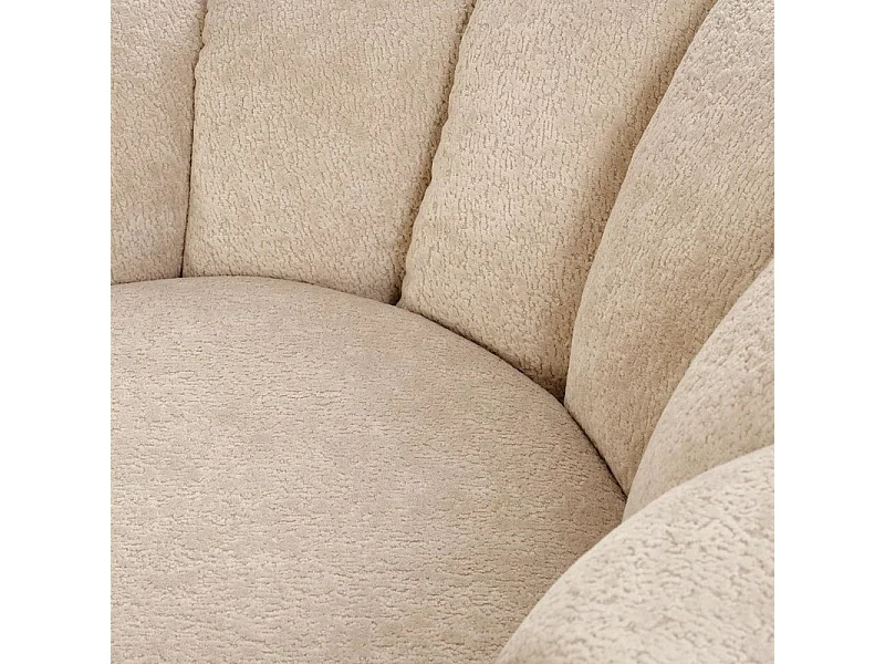 Fauteuil rond coquillage en tissu beige Alix