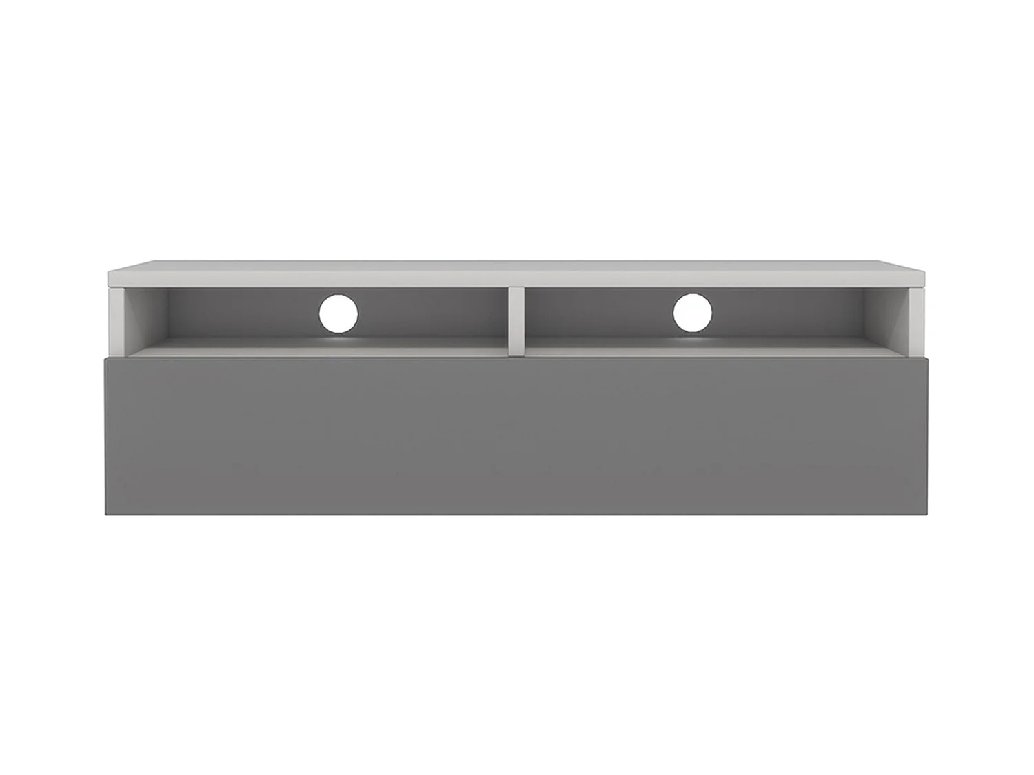 Meuble TV - tiroir - blanc mat/gris brillant - 100 cm - REDNAW