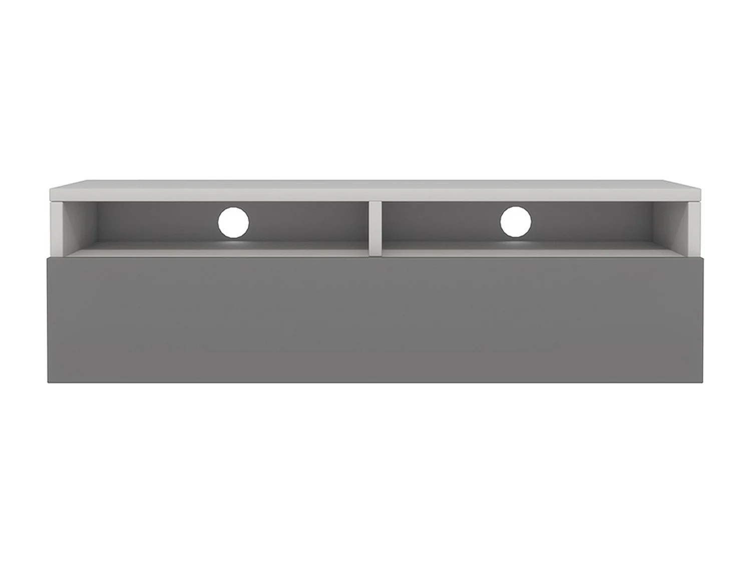 Meuble TV - tiroir - blanc mat/gris brillant - 100 cm - REDNAW