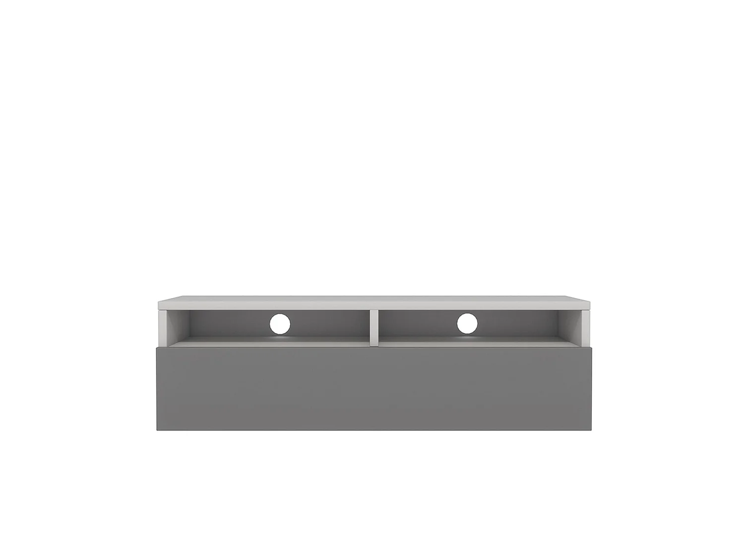 Meuble TV - tiroir - blanc mat/gris brillant - 100 cm - REDNAW