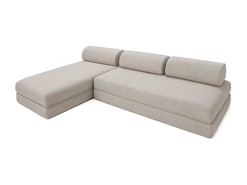 Canapé d'angle de jardin modulable et convertible 6 places - Tissu imperméable - Gris