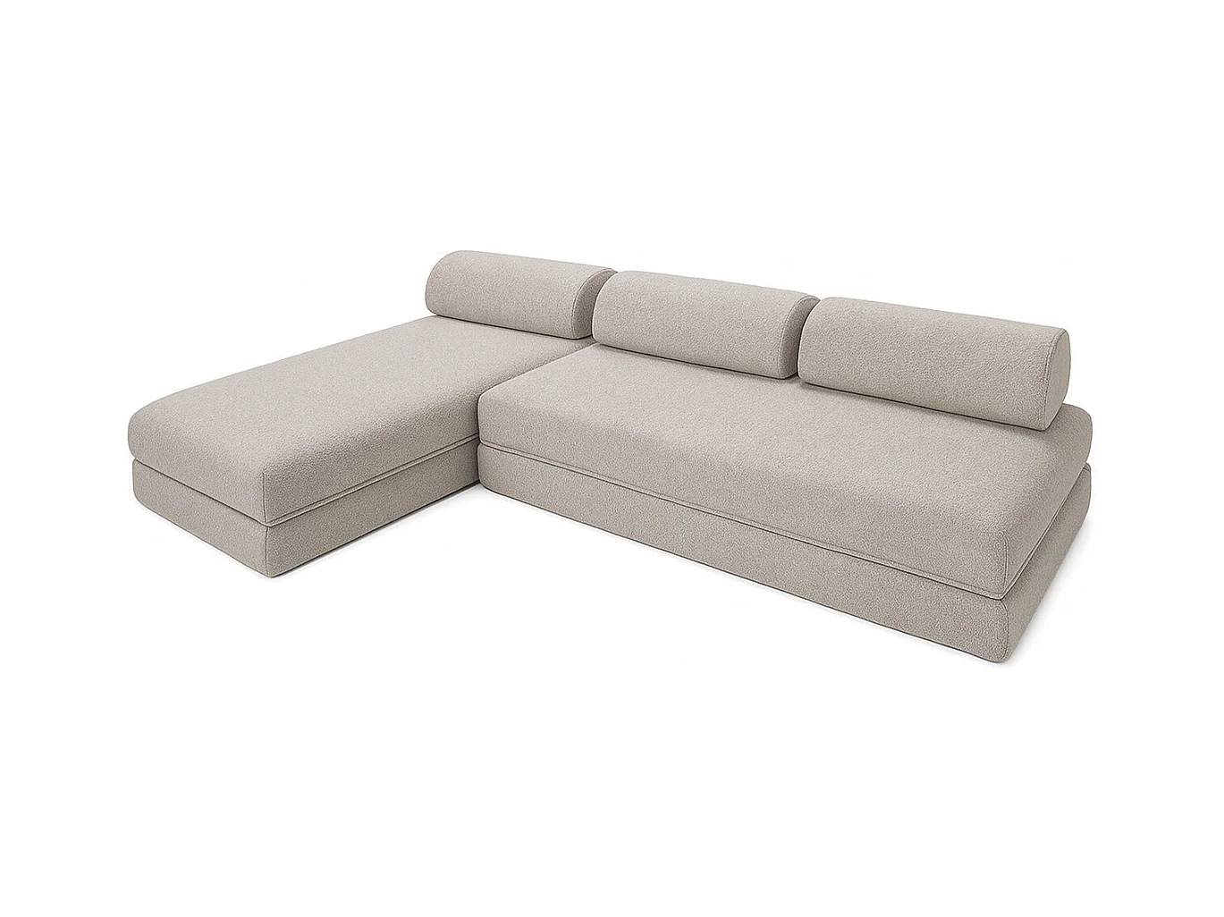 Canapé d'angle de jardin modulable et convertible 6 places - Tissu imperméable - Gris