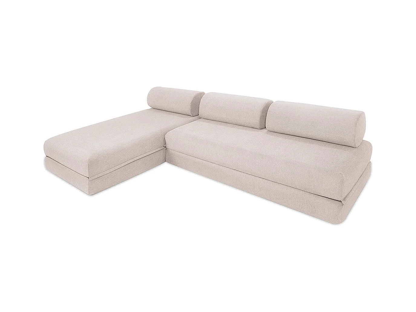 Canapé d'angle de jardin modulable et convertible 6 places - Tissu imperméable - Beige clair