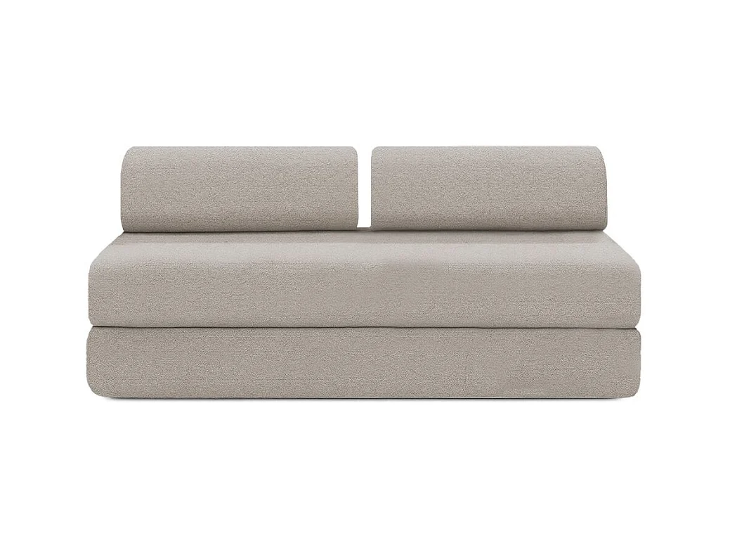 Canapé d'angle de jardin modulable et convertible 6 places - Tissu imperméable - Beige clair