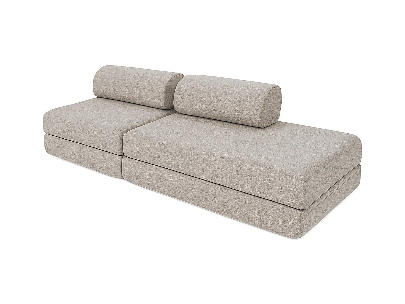 Canapé droit de jardin modulable et convertible 3 places - Tissu imperméable - Gris