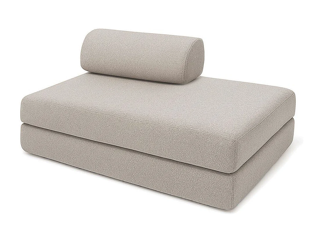 Canapé droit de jardin modulable et convertible 3 places - Tissu imperméable - Gris