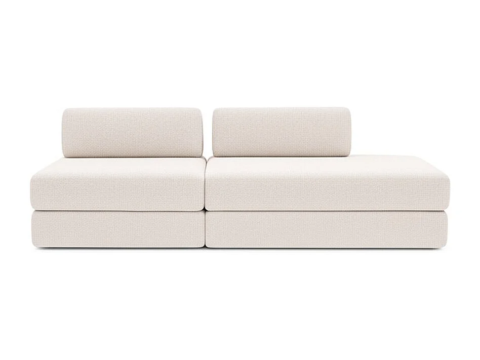 Canapé droit de jardin modulable et convertible 3 places - Tissu imperméable - Gris