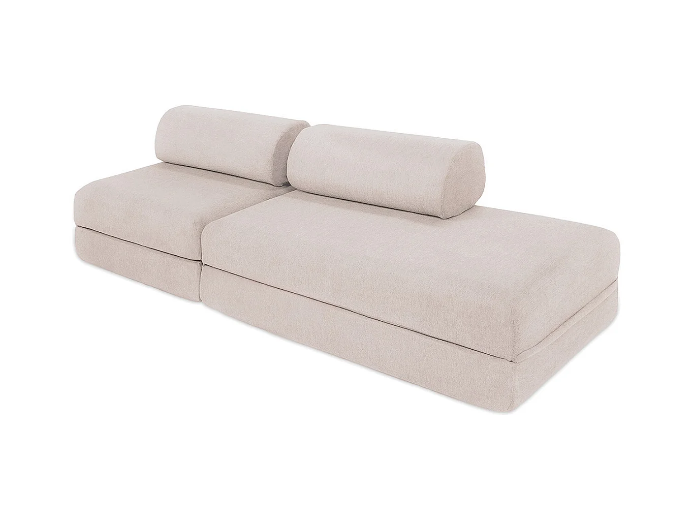 Canapé droit de jardin modulable et convertible 3 places - Tissu imperméable - Beige clair