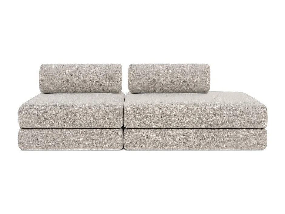 Canapé droit de jardin modulable et convertible 3 places - Tissu imperméable - Beige clair