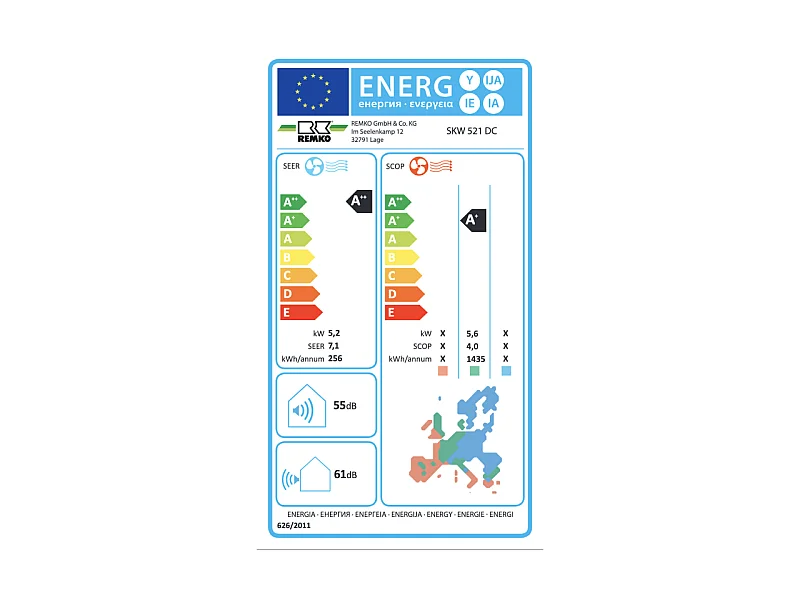 Climatisation mono-split 5,2kw REMKO SKW 521 DC