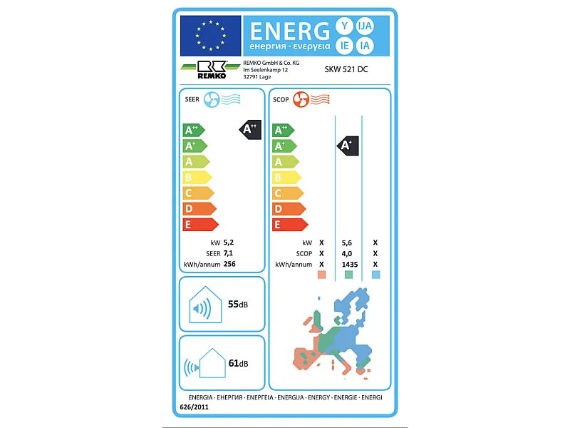 Climatisation mono-split 5,2kw REMKO SKW 521 DC