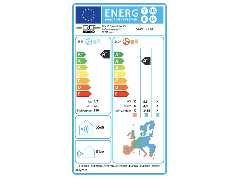 Climatisation mono-split 5,2kw REMKO SKW 521 DC