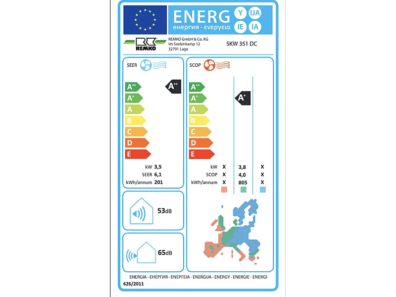 Climatisation mono-split 3,5kw REMKO SKW 351 DC