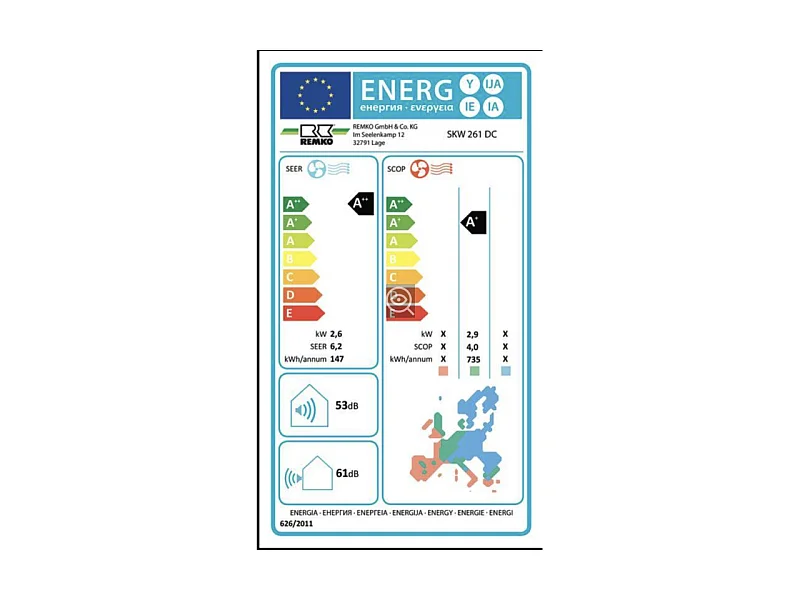 Climatisation mono-split 2,6 kW REMKO SKW 261 DC