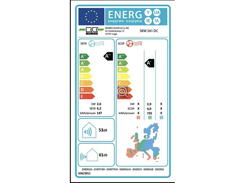 Climatisation mono-split 2,6 kW REMKO SKW 261 DC