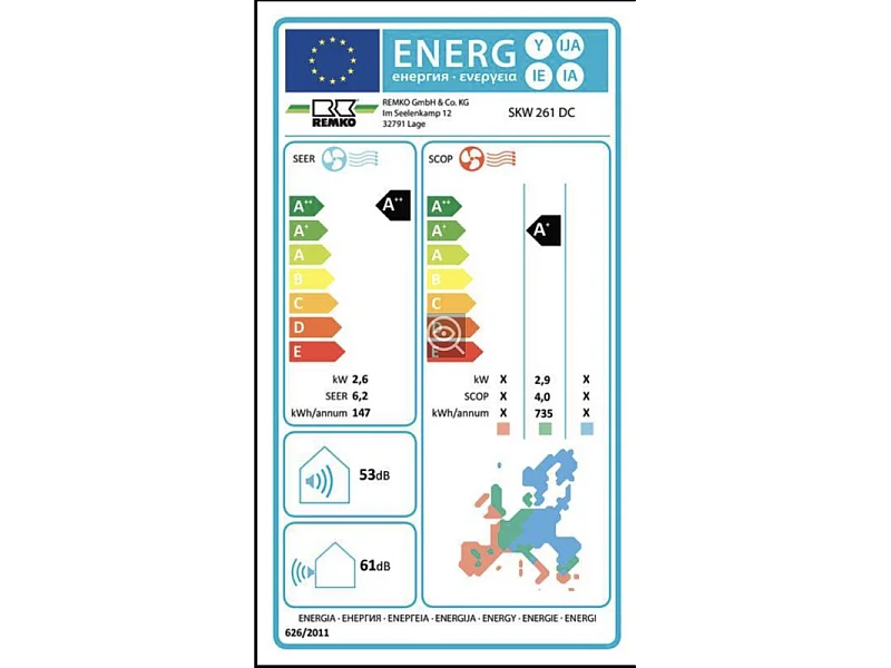 Climatisation mono-split 2,6 kW REMKO SKW 261 DC