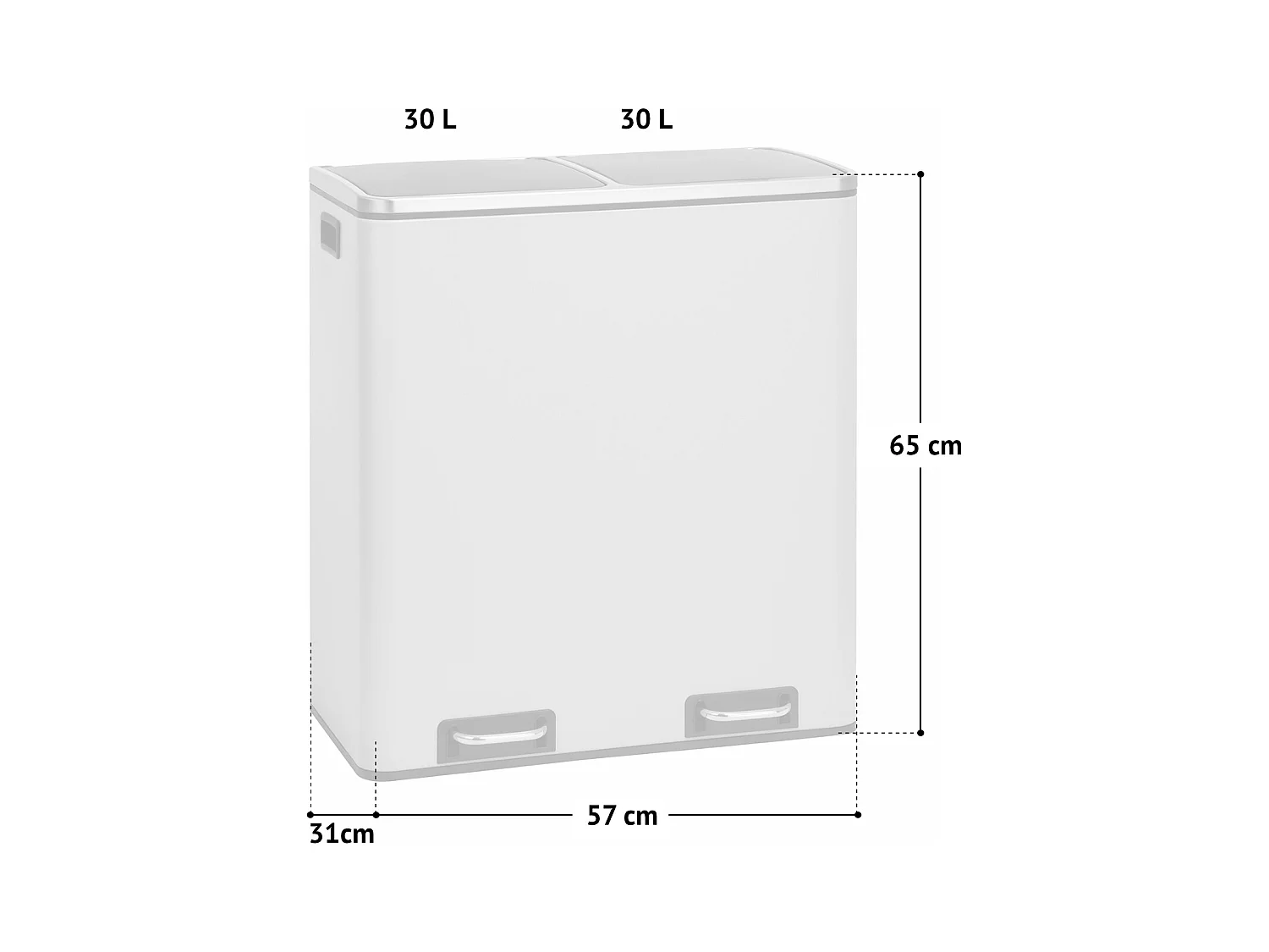 SVITA TM2X30 poubelle à pédale 60 litres, système de séparation et d'organisation de cuisine, taupe