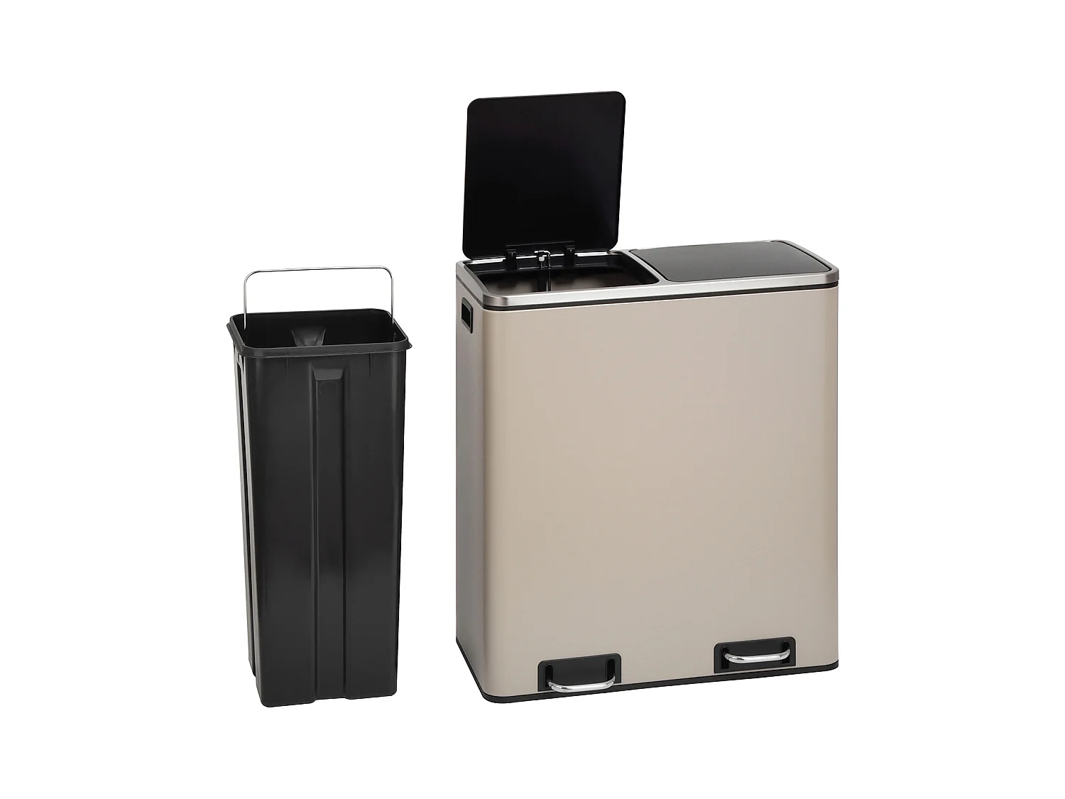 SVITA TM2X30 poubelle à pédale 60 litres, système de séparation et d'organisation de cuisine, taupe