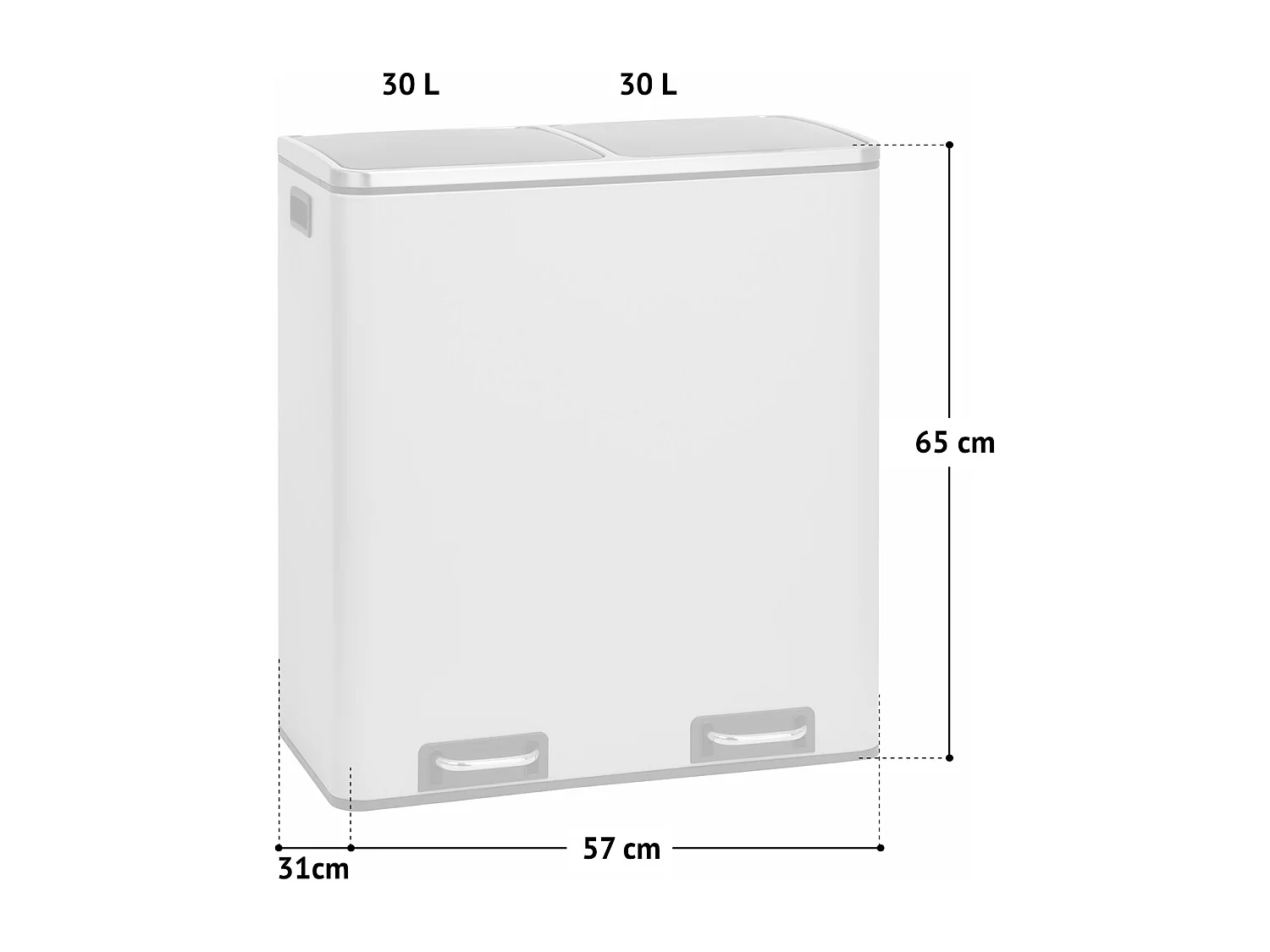 SVITA TM2X30 poubelle à pédale 60 litres, système de séparation et d'organisation de cuisine, taupe