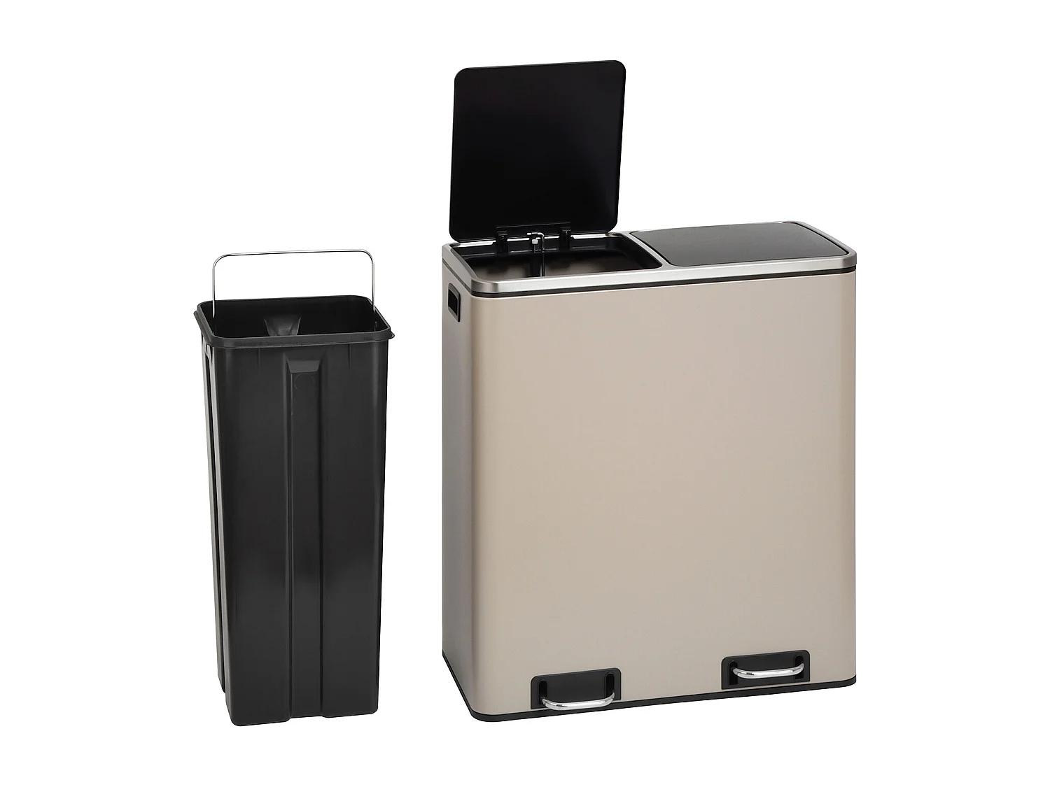 SVITA TM2X30 poubelle à pédale 60 litres, système de séparation et d'organisation de cuisine, taupe