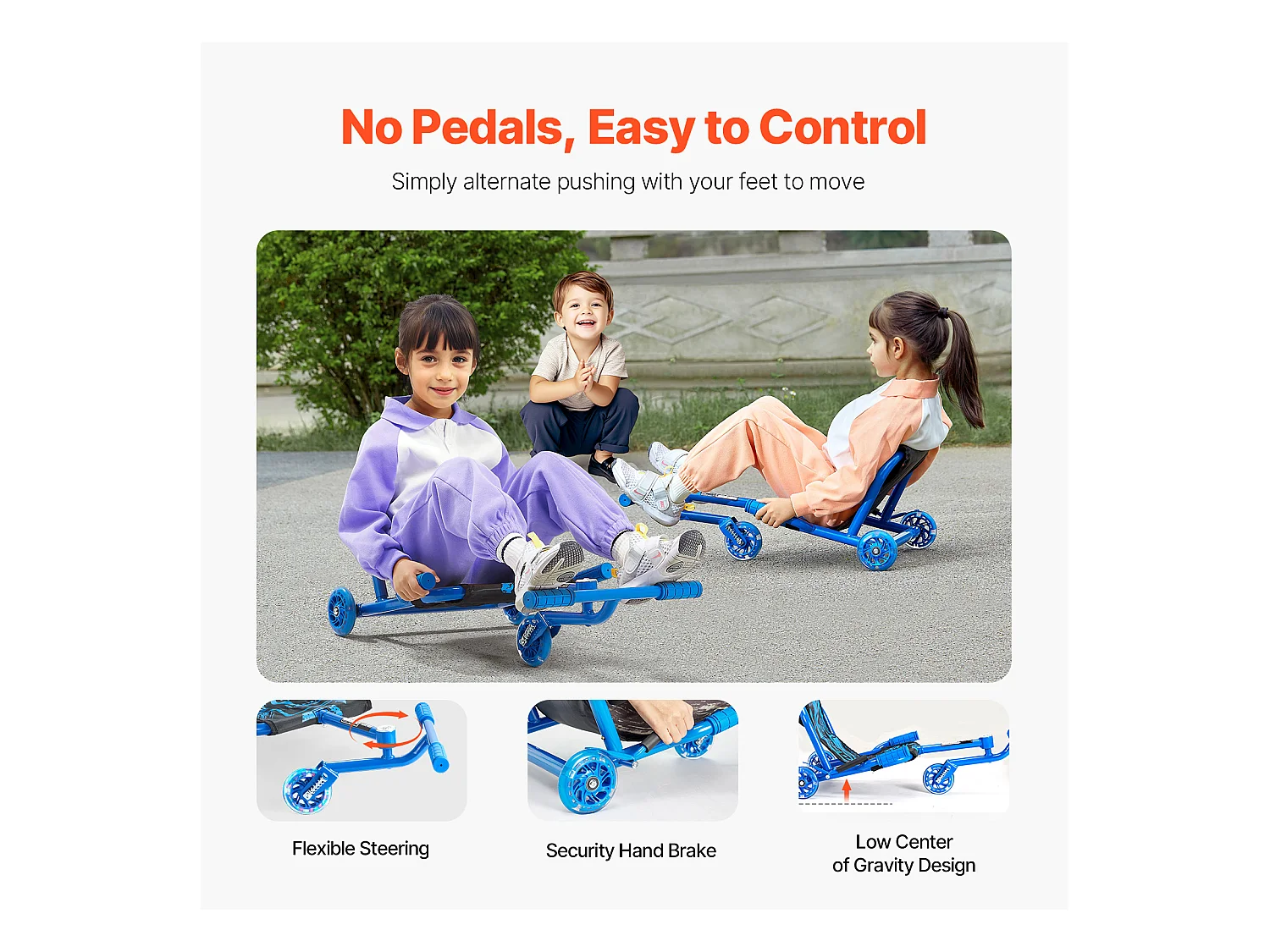 Patins SucceBuy, Patins para Andar, Capacidade de 60 kg, para Crianças a Partir de 4 Anos, Azul