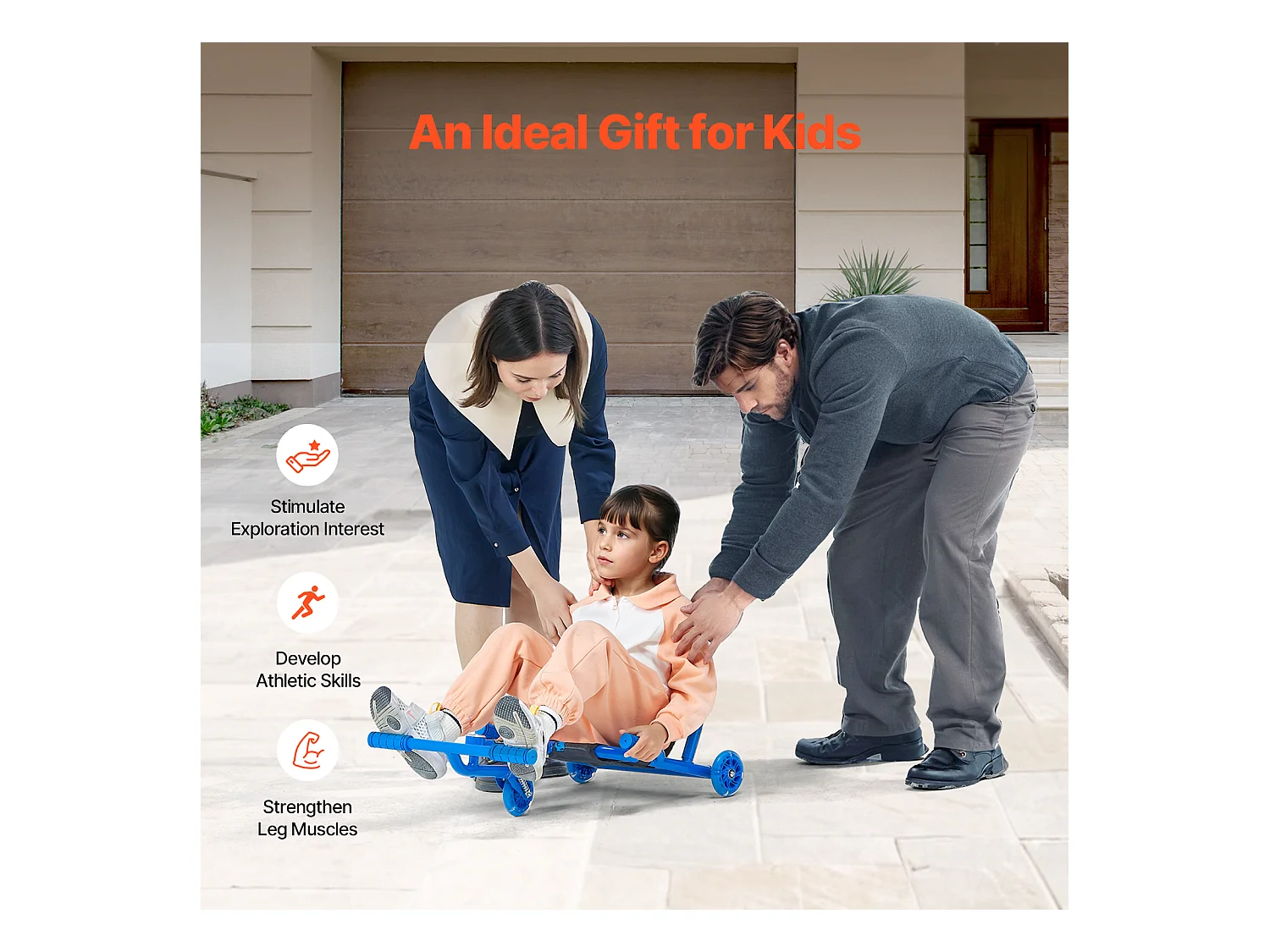 Patins SucceBuy, Patins para Andar, Capacidade de 60 kg, para Crianças a Partir de 4 Anos, Azul