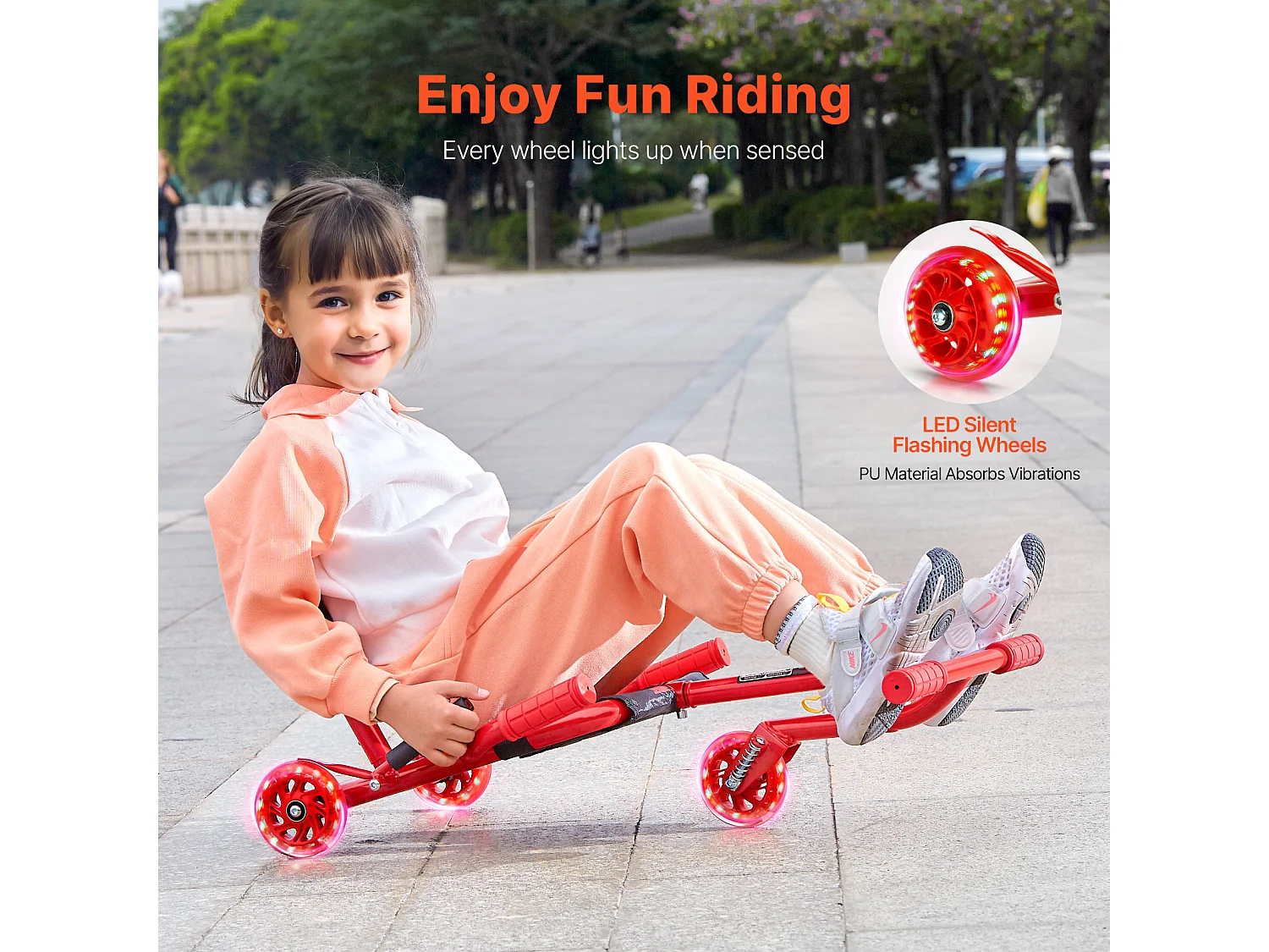 Patinete SucceBuy, Patinete de Montar, Capacidad de 60 kg, para Niños de 4 Años y Más, Movimiento en Zigzag para Interior y Exterior, Rojo
