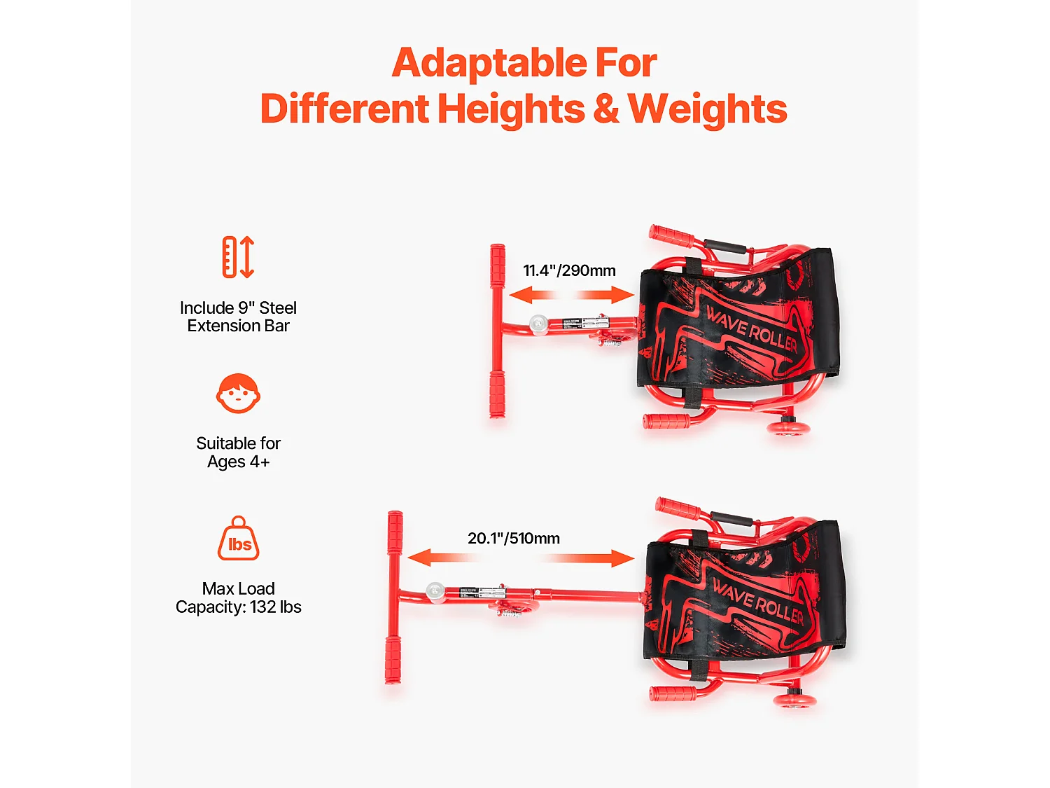 Patinete SucceBuy, Patinete de Montar, Capacidad de 60 kg, para Niños de 4 Años y Más, Movimiento en Zigzag para Interior y Exterior, Rojo