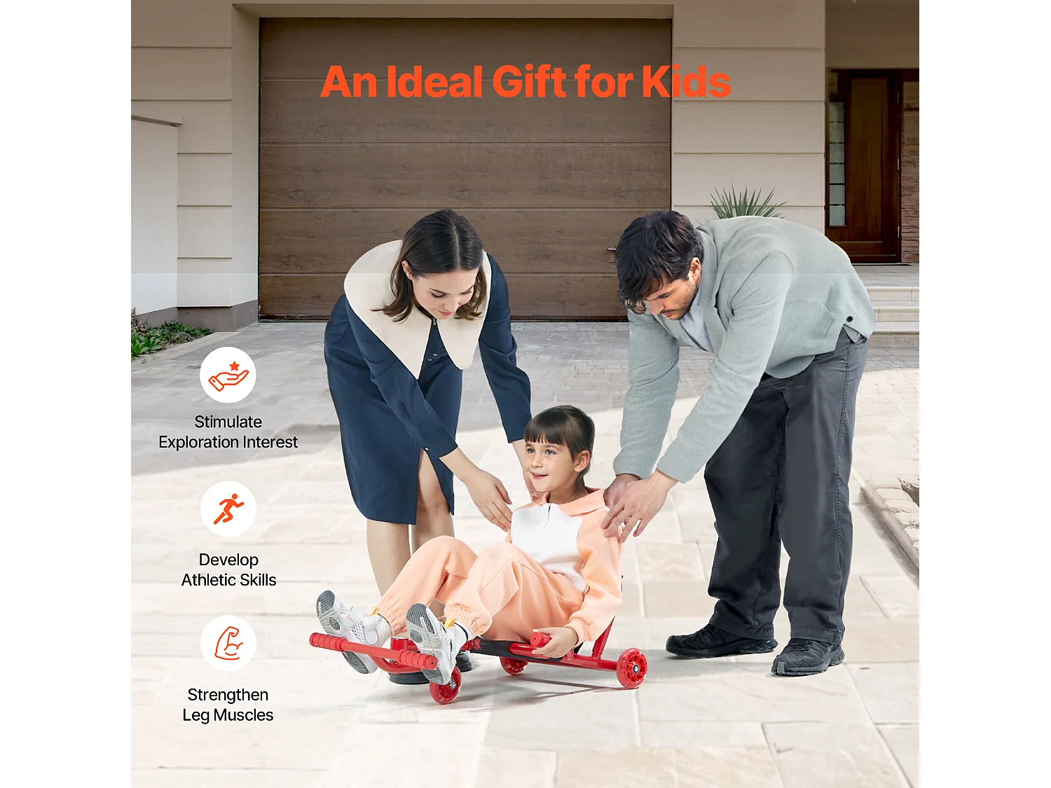 Patinete SucceBuy, Patinete de Montar, Capacidad de 60 kg, para Niños de 4 Años y Más, Movimiento en Zigzag para Interior y Exterior, Rojo