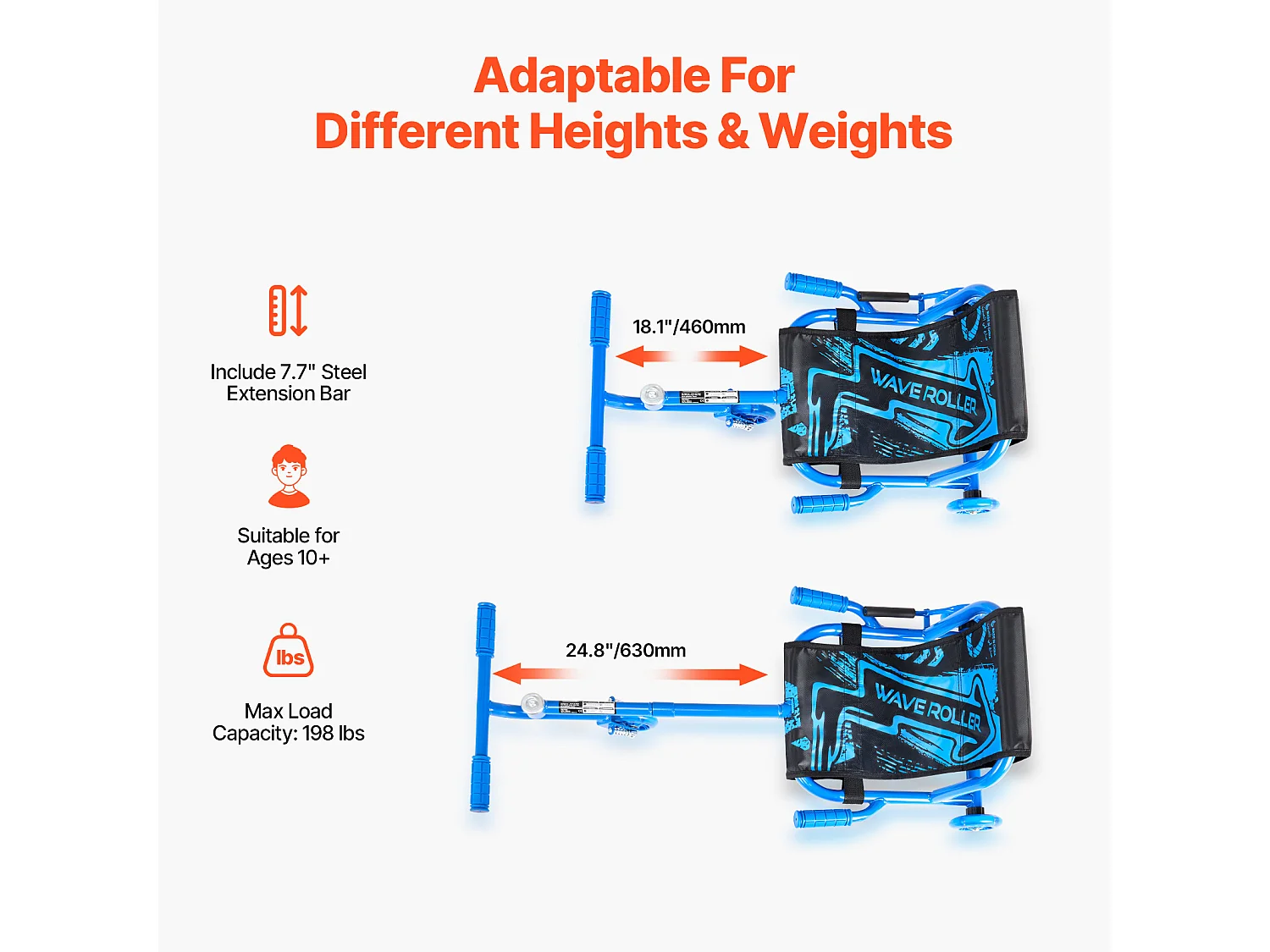 Trotineta SucceBuy, Trotineta da Cavalcare, Capacità di 90 kg, per i 10 Anni e Oltre, Alimentazione in Zigzag, per Interno e Esterno, Blu