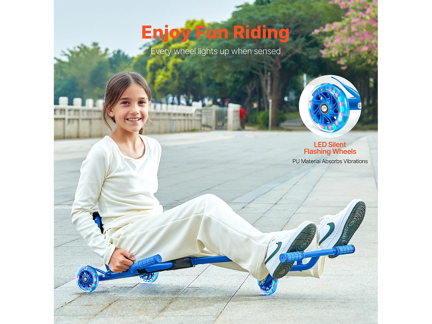 Trottinette SucceBuy, Trottinette à Enfourcher, Capacité de 90 kg, pour les 10 Ans et Plus, Alimentation en Zigzag, pour l'Intérieur et l'Extérieur, Bleu