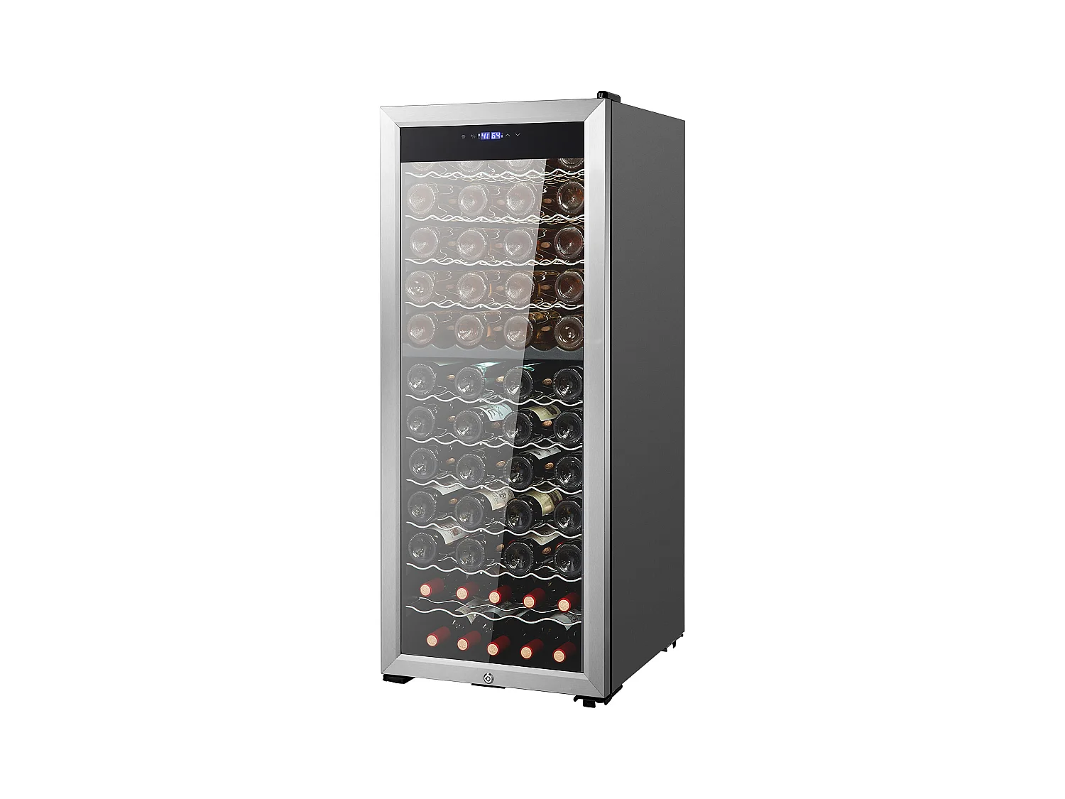 Cave à Vin SucceBuy Refroidisseur à Vin Double Zone 80 Bouteilles, Réfrigérateur Autoportant avec Lumière LED et Serrure
