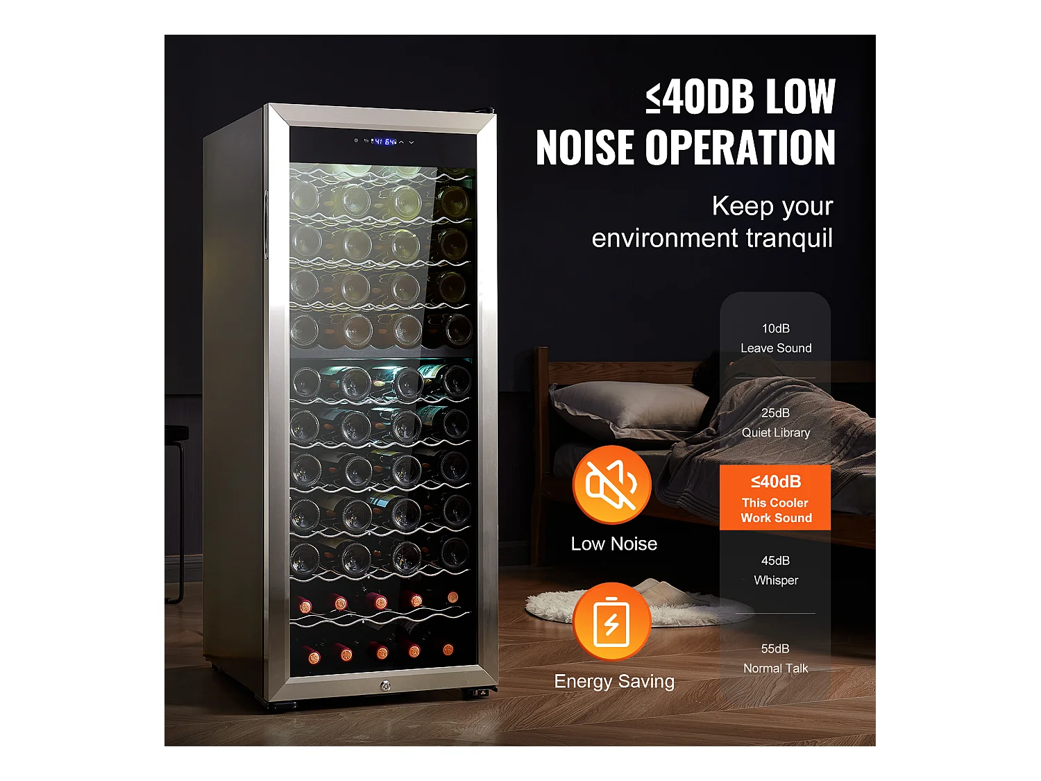 Cave à Vin SucceBuy Refroidisseur à Vin Double Zone 80 Bouteilles, Réfrigérateur Autoportant avec Lumière LED et Serrure