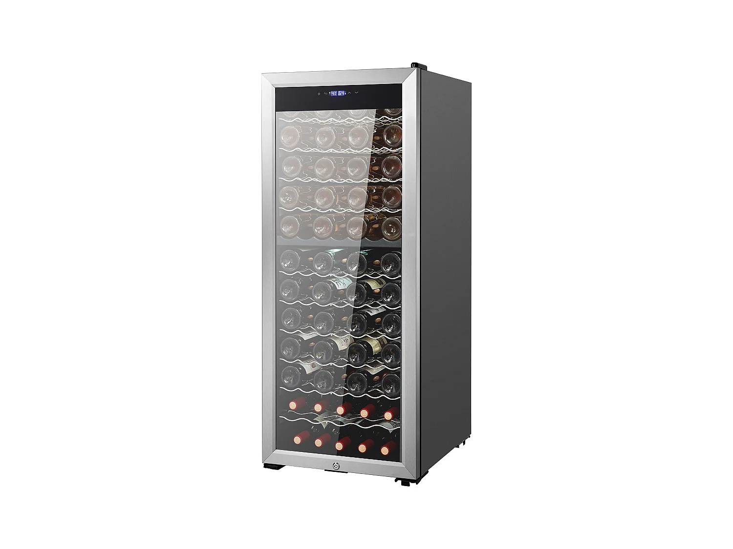 Cave à Vin SucceBuy Refroidisseur à Vin Double Zone 80 Bouteilles, Réfrigérateur Autoportant avec Lumière LED et Serrure