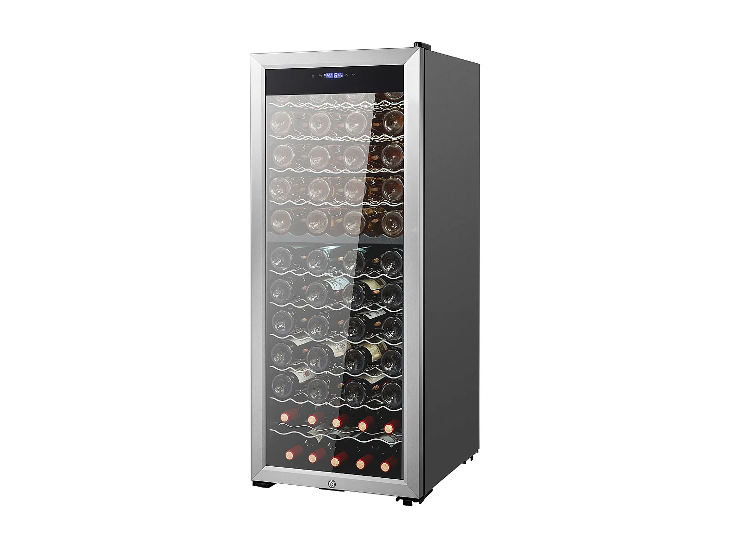 Cave à Vin SucceBuy Refroidisseur à Vin Double Zone 80 Bouteilles, Réfrigérateur Autoportant avec Lumière LED et Serrure