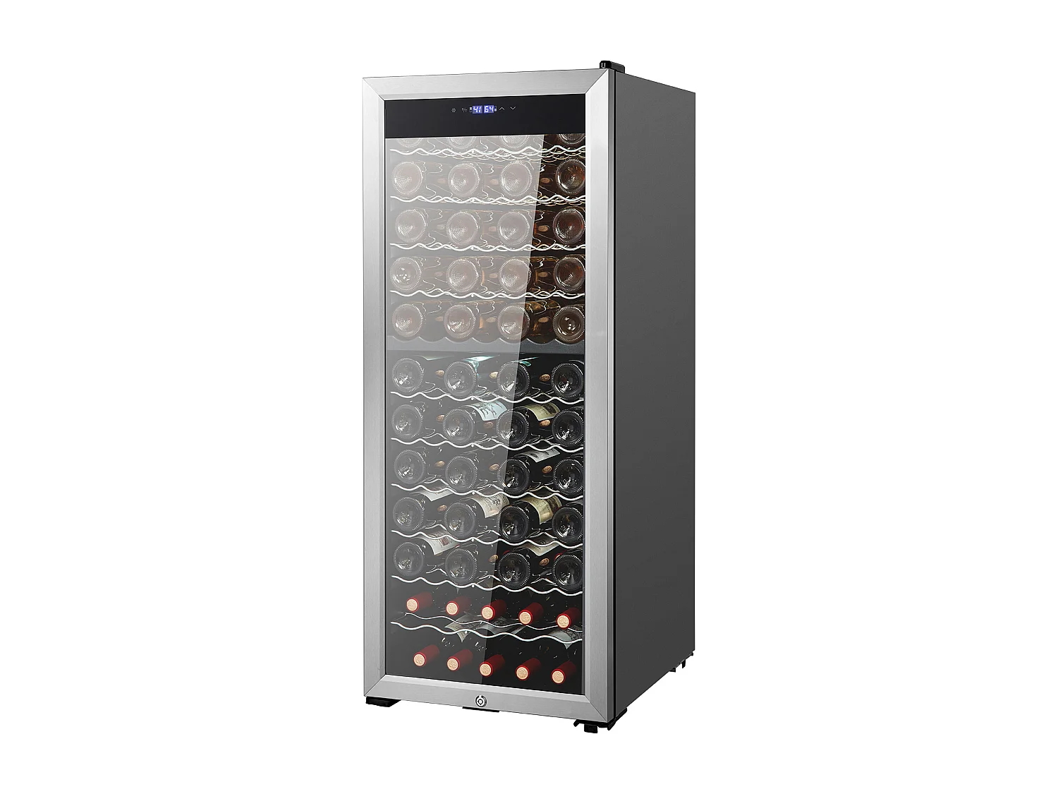 Cave à Vin SucceBuy Refroidisseur à Vin Double Zone 80 Bouteilles, Réfrigérateur Autoportant avec Lumière LED et Serrure