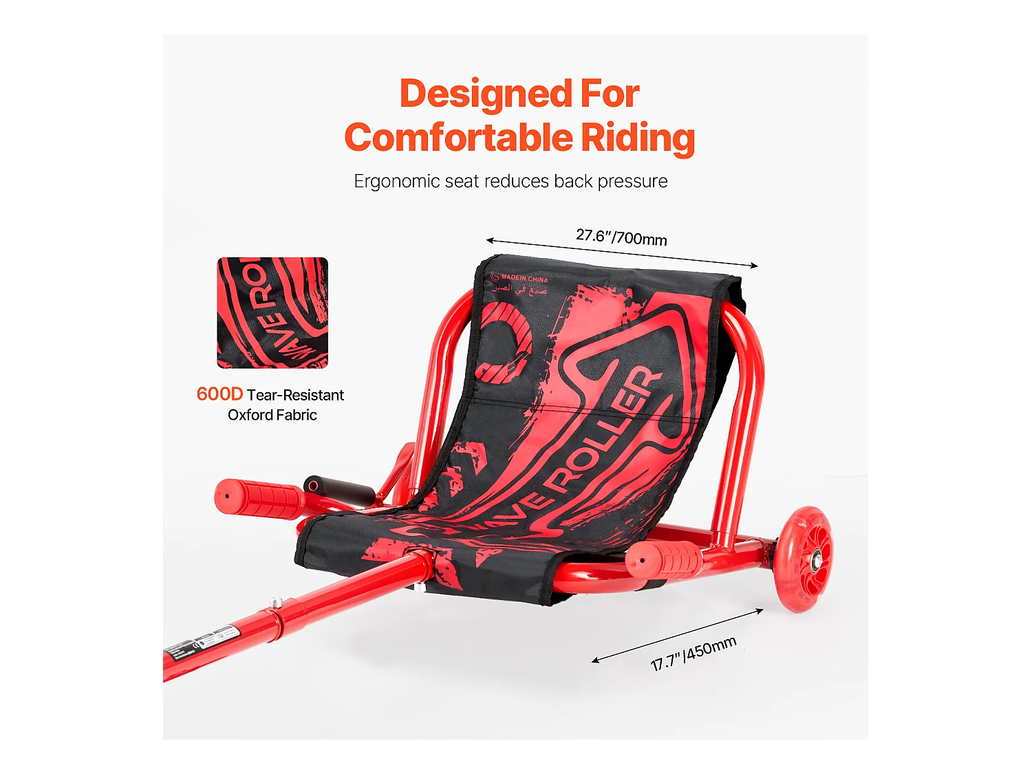 Trottinette SucceBuy, Trottinette à Enfourcher, Capacité de 90 kg, pour les 10 Ans et Plus, Alimentation en Zigzag, pour l'Intérieur et l'Extérieur, Rouge