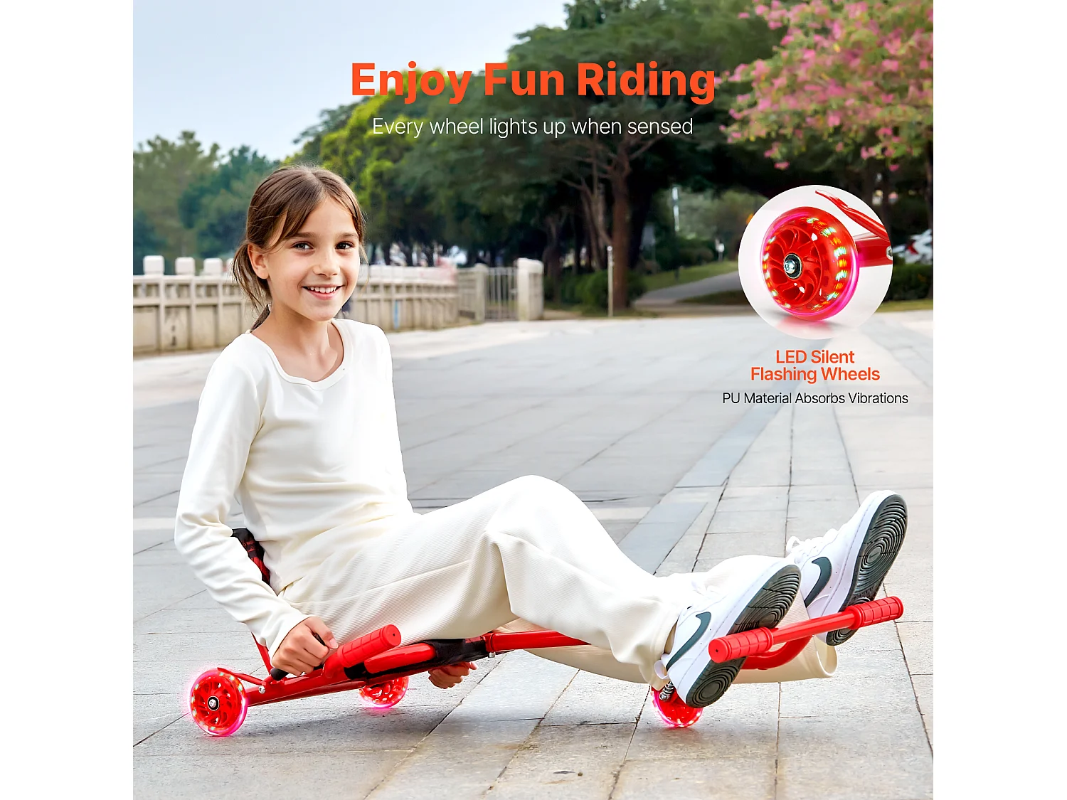 Trottinette SucceBuy, Trottinette à Enfourcher, Capacité de 90 kg, pour les 10 Ans et Plus, Alimentation en Zigzag, pour l'Intérieur et l'Extérieur, Rouge