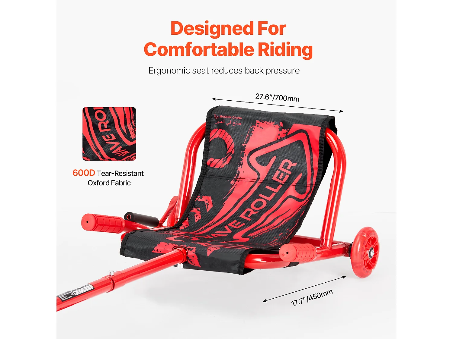 Trottinette SucceBuy, Trottinette à Enfourcher, Capacité de 90 kg, pour les 10 Ans et Plus, Alimentation en Zigzag, pour l'Intérieur et l'Extérieur, Rouge