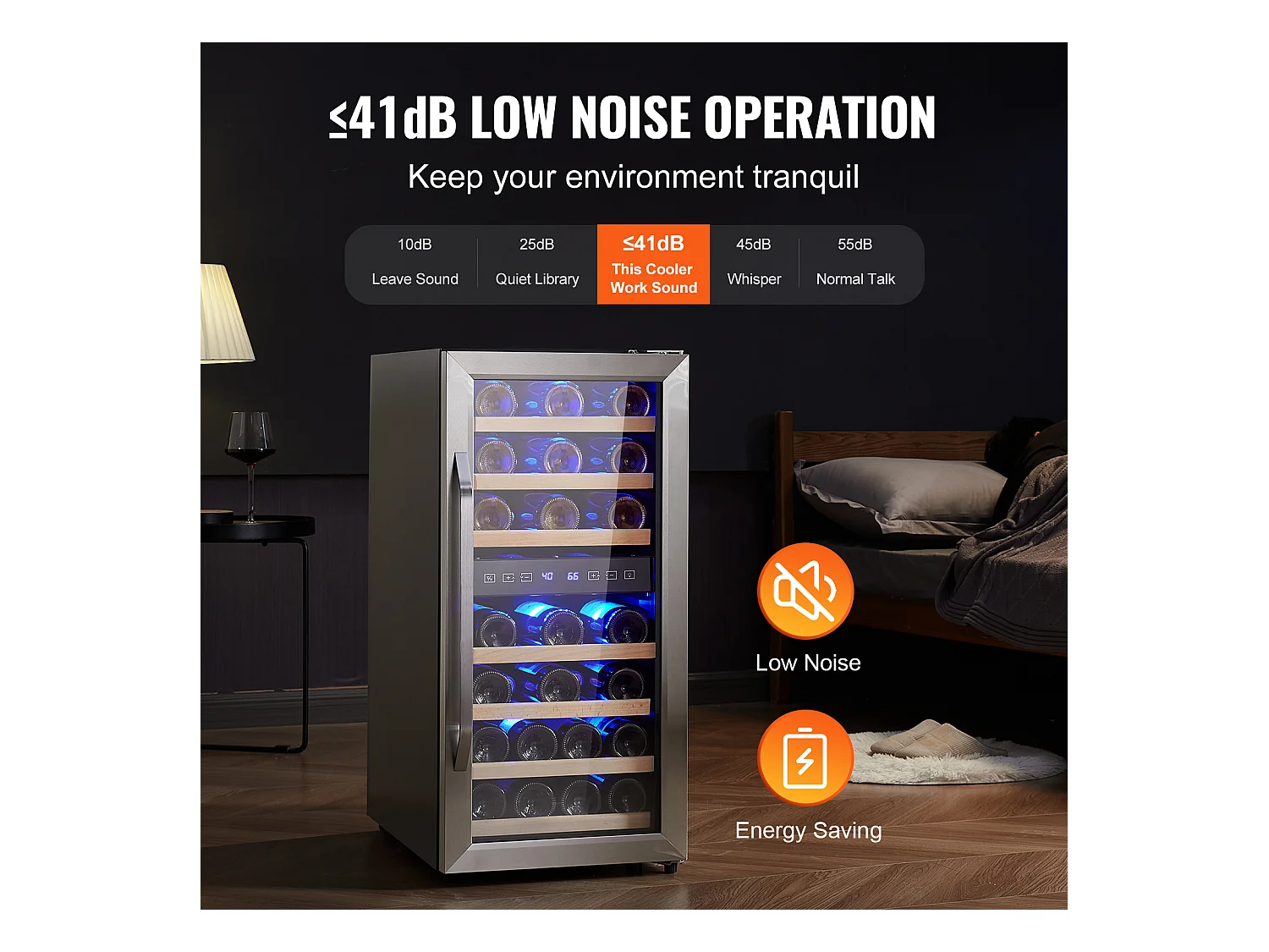 Weinkühlschrank SucceBuy 33 Flaschen Freistehender Doppelzonen Weinkühler mit LED-Beleuchtung